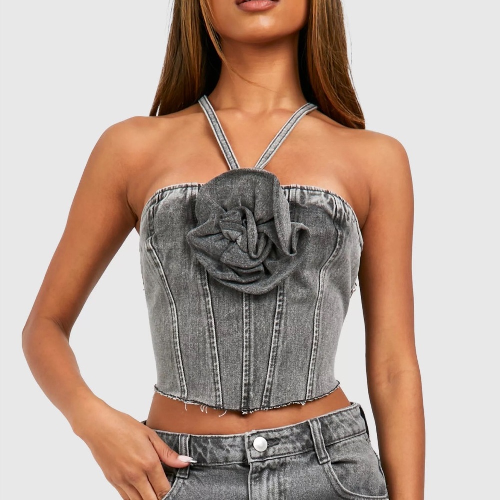 ROSE DENIM TUBE TOP